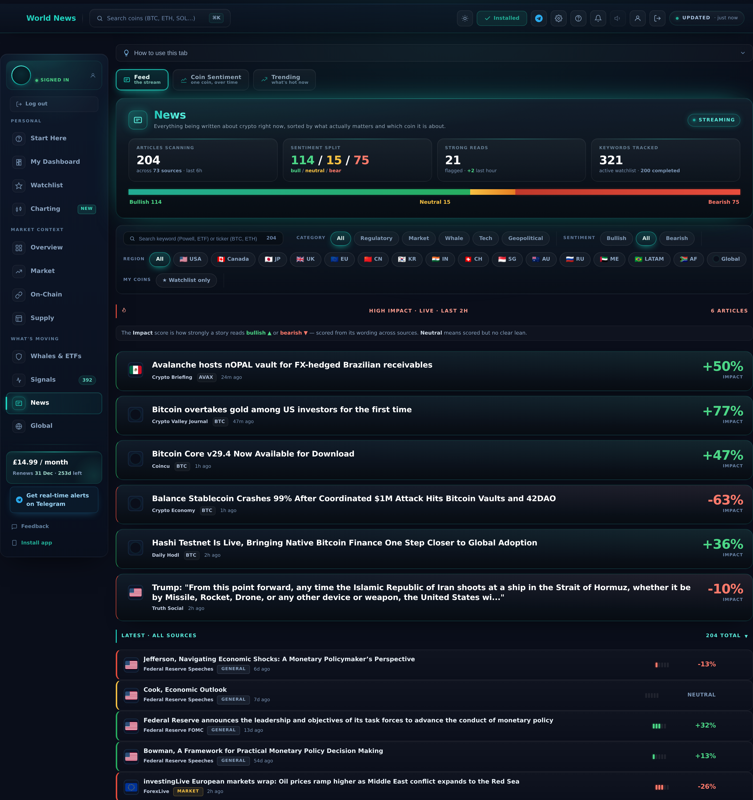 News tab preview